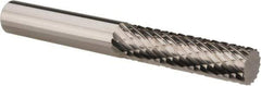 Atrax - 1/4" Cut Diam, 1/4" Shank Diam, Cylinder Head Double Cut Burr - Carbide, Flat End, 1" LOC, 2-1/4" OAL - USA Tool & Supply