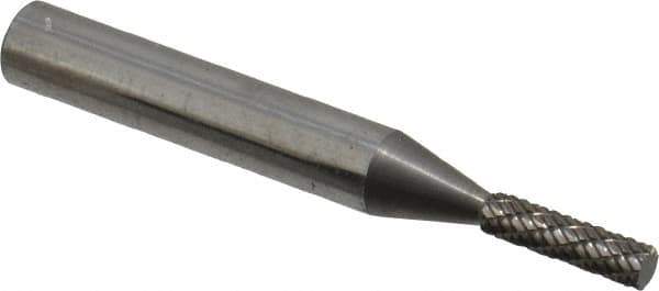 Atrax - 1/8" Cut Diam, 1/4" Shank Diam, Cylinder Head Double Cut Burr - Carbide, Flat End, 5/8" LOC, 2" OAL - USA Tool & Supply