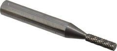 Atrax - 1/8" Cut Diam, 1/4" Shank Diam, Cylinder Head Double Cut Burr - Carbide, Flat End, 5/8" LOC, 2" OAL - USA Tool & Supply
