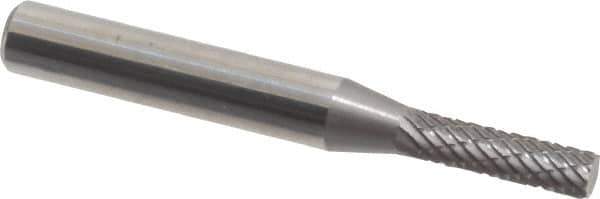 Atrax - 5/32" Cut Diam, 1/4" Shank Diam, Cylinder Head Double Cut Burr - Carbide, Flat End, 5/8" LOC, 2-1/4" OAL - USA Tool & Supply