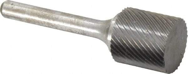 Atrax - 3/4" Cut Diam, 1/4" Shank Diam, Cylinder Head Single Cut Burr - Carbide, Flat End, 3/4" LOC, 2-1/4" OAL - USA Tool & Supply