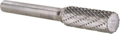 Atrax - 3/8" Cut Diam, 1/4" Shank Diam, Cylinder Head Double Cut Burr - Carbide, Flat End, 1" LOC, 2-1/4" OAL - USA Tool & Supply