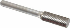 Atrax - 3/8" Cut Diam, 1/4" Shank Diam, Cylinder Head Single Cut Burr - Carbide, Flat End, 1" LOC, 2-1/4" OAL - USA Tool & Supply