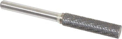 Atrax - 3/8" Cut Diam, 1/4" Shank Diam, Cylinder Head Double Cut Burr - Carbide, Flat End, 1-1/2" LOC, 1-1/2" OAL - USA Tool & Supply