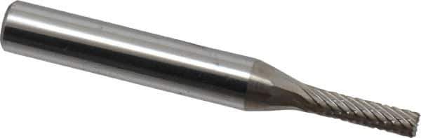 Atrax - 1/8" Cut Diam, 1/4" Shank Diam, Cylinder with End Cut Head Double Cut Burr - End Cut End, 5/8" LOC, 2" OAL - USA Tool & Supply