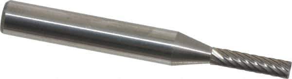 Atrax - 1/8" Cut Diam, 1/4" Shank Diam, Cylinder with End Cut Head Single Cut Burr - Carbide, End Cut End, 5/8" LOC, 2" OAL - USA Tool & Supply