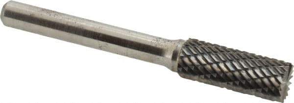 Atrax - 3/8" Cut Diam, 1/4" Shank Diam, Cylinder with End Cut Head Double Cut Burr - End Cut End, 1" LOC, 2-1/4" OAL - USA Tool & Supply