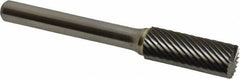 Atrax - 3/8" Cut Diam, 1/4" Shank Diam, Cylinder with End Cut Head Single Cut Burr - Carbide, End Cut End, 1" LOC, 2-1/4" OAL - USA Tool & Supply