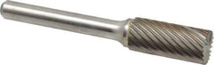 Atrax - 7/16" Cut Diam, 1/4" Shank Diam, Cylinder with End Cut Head Single Cut Burr - Carbide, End Cut End, 1" LOC, 2-3/4" OAL - USA Tool & Supply
