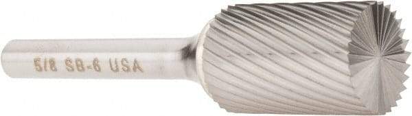 Atrax - 5/8" Cut Diam, 1/4" Shank Diam, Cylinder with End Cut Head Single Cut Burr - Carbide, End Cut End, 1" LOC, 2-3/4" OAL - USA Tool & Supply