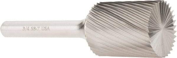 Atrax - 3/4" Cut Diam, 1/4" Shank Diam, Cylinder with End Cut Head Single Cut Burr - Carbide, End Cut End, 1" LOC, 2-3/4" OAL - USA Tool & Supply