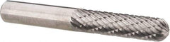 Atrax - 1/4" Cut Diam, 1/4" Shank Diam, Cylinder with Radius Head Double Cut Burr - Radius End, 1" LOC, 2" OAL - USA Tool & Supply