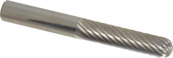 Atrax - 1/4" Cut Diam, 1/4" Shank Diam, Cylinder with Radius Head Single Cut Burr - Carbide, Radius End, 1" LOC, 2" OAL - USA Tool & Supply