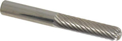 Atrax - 1/4" Cut Diam, 1/4" Shank Diam, Cylinder with Radius Head Single Cut Burr - Carbide, Radius End, 1" LOC, 2" OAL - USA Tool & Supply