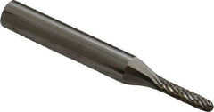 Atrax - 1/8" Cut Diam, 1/4" Shank Diam, Cylinder with Radius Head Double Cut Burr - Radius End, 3/32" LOC, 2" OAL - USA Tool & Supply