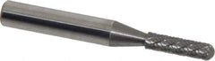 Atrax - 5/32" Cut Diam, 1/4" Shank Diam, Cylinder with Radius Head Double Cut Burr - Radius End, 5/8" LOC, 2-1/4" OAL - USA Tool & Supply