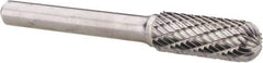 Atrax - 3/8" Cut Diam, 1/4" Shank Diam, Cylinder with Radius Head Double Cut Burr - Radius End, 1" LOC, 2-1/4" OAL - USA Tool & Supply