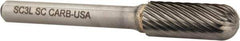 Atrax - 3/8" Cut Diam, 1/4" Shank Diam, Cylinder with Radius Head Single Cut Burr - Carbide, Radius End, 1" LOC, 2-1/4" OAL - USA Tool & Supply