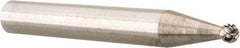Atrax - 1/8" Cut Diam, 1/4" Shank Diam, Ball Head Double Cut Burr - 3/32" LOC, 2" OAL - USA Tool & Supply