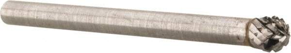 Atrax - 5/32" Cut Diam, 1/8" Shank Diam, Ball Head Double Cut Burr - 5/32" LOC, 1-1/2" OAL - USA Tool & Supply
