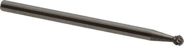 Atrax - 3/32" Cut Diam, 3/32" Shank Diam, Ball Head Double Cut Burr - 3/32" LOC, 1-1/4" OAL - USA Tool & Supply