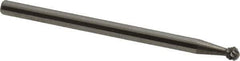 Atrax - 3/32" Cut Diam, 3/32" Shank Diam, Ball Head Double Cut Burr - 3/32" LOC, 1-1/4" OAL - USA Tool & Supply