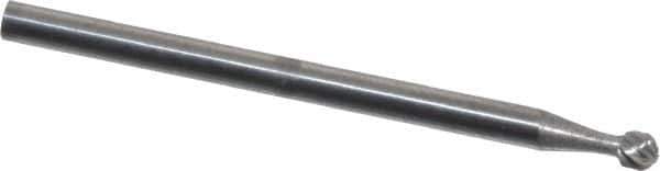 Atrax - 3/32" Cut Diam, 3/32" Shank Diam, Ball Head Single Cut Burr - Carbide, 3/32" LOC, 1-1/4" OAL - USA Tool & Supply