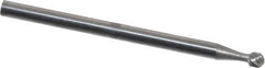 Atrax - 3/32" Cut Diam, 3/32" Shank Diam, Ball Head Single Cut Burr - Carbide, 3/32" LOC, 1-1/4" OAL - USA Tool & Supply