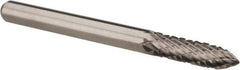 Atrax - 1/8" Cut Diam, 1/8" Shank Diam, Tree Head Double Cut Burr - Carbide, Point End, 1/2" LOC, 1-1/2" OAL - USA Tool & Supply