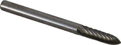 Atrax - 1/8" Cut Diam, 1/8" Shank Diam, Tree Head Single Cut Burr - Carbide, Point End, 1/2" LOC, 1-1/2" OAL - USA Tool & Supply