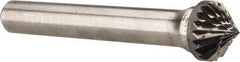 Atrax - 3/8" Cut Diam, 1/4" Shank Diam, Cone Head Double Cut Burr - 3/16" LOC, 2" OAL - USA Tool & Supply