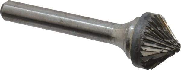 Atrax - 5/8" Cut Diam, 1/4" Shank Diam, Cone Head Double Cut Burr - 5/16" LOC, 2-1/4" OAL - USA Tool & Supply
