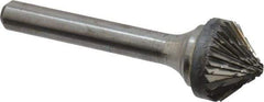 Atrax - 5/8" Cut Diam, 1/4" Shank Diam, Cone Head Double Cut Burr - 5/16" LOC, 2-1/4" OAL - USA Tool & Supply