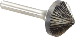 Atrax - 1" Cut Diam, 1/4" Shank Diam, Cone Head Double Cut Burr - 1/2" LOC, 2-1/4" OAL - USA Tool & Supply