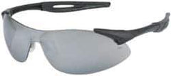 MCR Safety - Silver Mirror Lenses, Framed Safety Glasses - Scratch Resistant, Black Polycarbonate Frame, Size Universal, Wrap Around - USA Tool & Supply