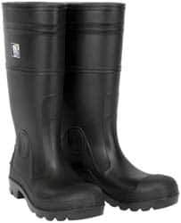 MCR Safety - Men's Size 12 Medium Width Plain Knee Boot - Black, PVC Upper, 16" High, Non-Slip, Waterproof - USA Tool & Supply