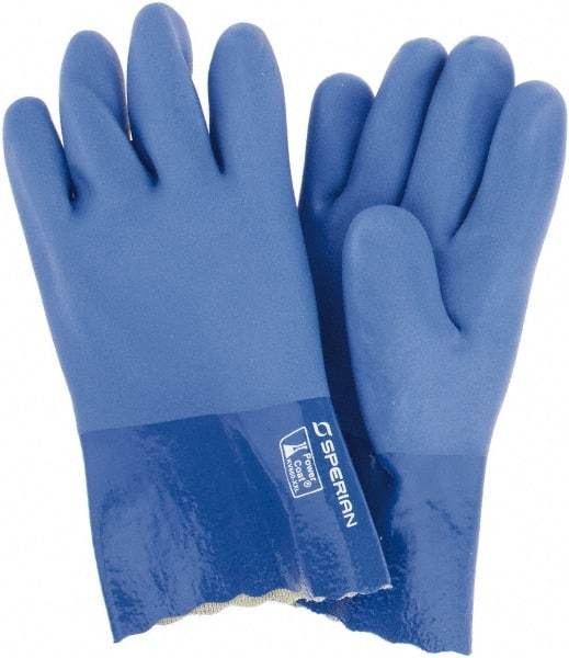 Sperian - 12" Long, PVC Chemical Resistant Gloves - Cotton Lined - USA Tool & Supply