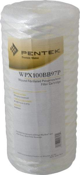 Pentair - 4-1/2" OD, 100µ, Fibrillated Polypropylene String-Wound Cartridge Filter - 9-7/8" Long, Reduces Sediments - USA Tool & Supply