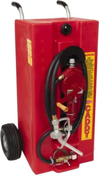 Made in USA - 28 Gal Gas Fuel Caddy - Red, Polyethelyne - USA Tool & Supply