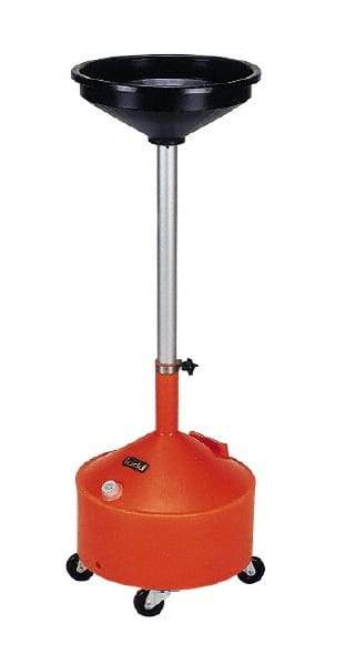 Made in USA - 8 Gal Oil Drain Container with Casters - Orange - USA Tool & Supply