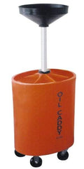 Made in USA - 30 Gal Oil Lift Drain Container with Casters - Orange, Drain Tub - USA Tool & Supply