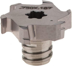 Iscar - MM TS Grade IC328 Carbide T-Slot Milling Tip Insert - TiCN Finish, 6 Flutes, 3/4" Cutting Diam, 0.12" Depth of Cut, 0.016" Cnr Rad - USA Tool & Supply