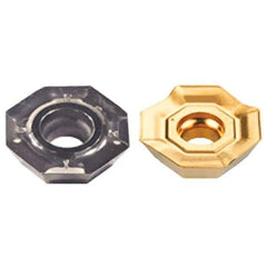 Iscar - OFCT07T3 Grade IC910 Carbide Milling Insert - AlTiN Finish, 0.2087" Thick, 0.7441" Inscribed Circle, 1.6mm Corner Radius - USA Tool & Supply