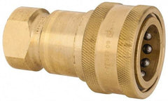 Parker - 3/4 NPTF Brass Hydraulic Hose Female Pipe Thread Coupler - 1,000 psi, 28 GPM - USA Tool & Supply