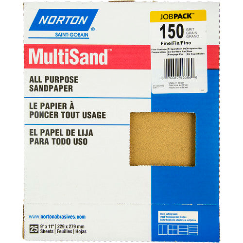 11″ × 9″ Multisand Paper Sheet 150 Grit Fine Aluminum Oxide - USA Tool & Supply