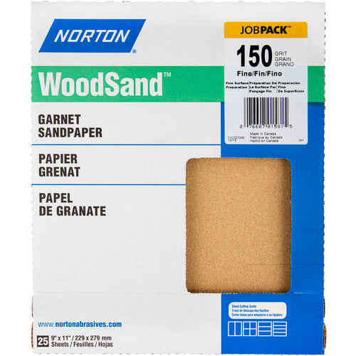 11″ × 9″ Woodsand A513 Paper Sheet 150 Grit Fine Garnet - USA Tool & Supply