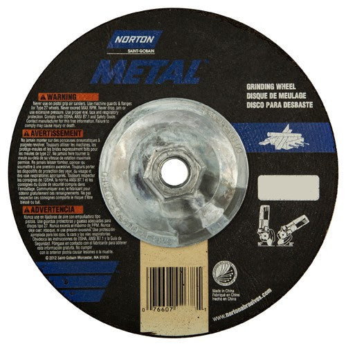 ‎7″ × 1/8″ × 5/8″-11 Norton Metal Non-Woven Depressed Center Wheel Type 27 Aluminum Oxide - USA Tool & Supply