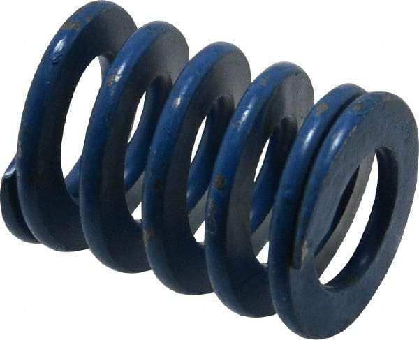 Associated Spring Raymond - 1" Hole Diam, 1/2" Rod Diam, 1-1/4" Free Length, Blue Die Spring - 281.3 Lb Max Deflection, 0.63" Max Deflection, Medium Duty, Chromium Alloy Steel - USA Tool & Supply