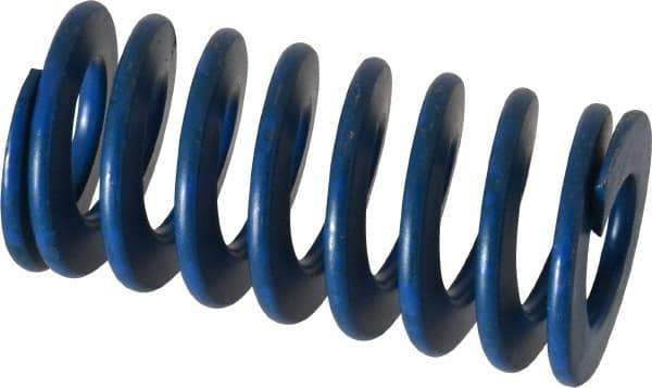 Associated Spring Raymond - 1-1/4" Hole Diam, 5/8" Rod Diam, 2-1/2" Free Length, Blue Die Spring - 360 Lb Max Deflection, 1.25" Max Deflection, Medium Duty, Chromium Alloy Steel - USA Tool & Supply