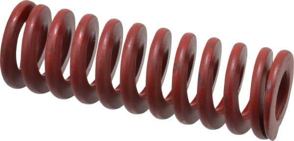 Associated Spring Raymond - 1" Hole Diam, 1/2" Rod Diam, 3" Free Length, Red Die Spring - 277.5 Lb Max Deflection, 1.11" Max Deflection, Medium Heavy Duty, Chromium Alloy Steel - USA Tool & Supply